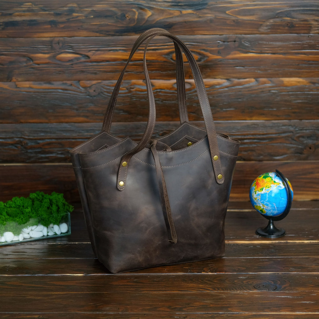 Leather Tote Bag Chocolate