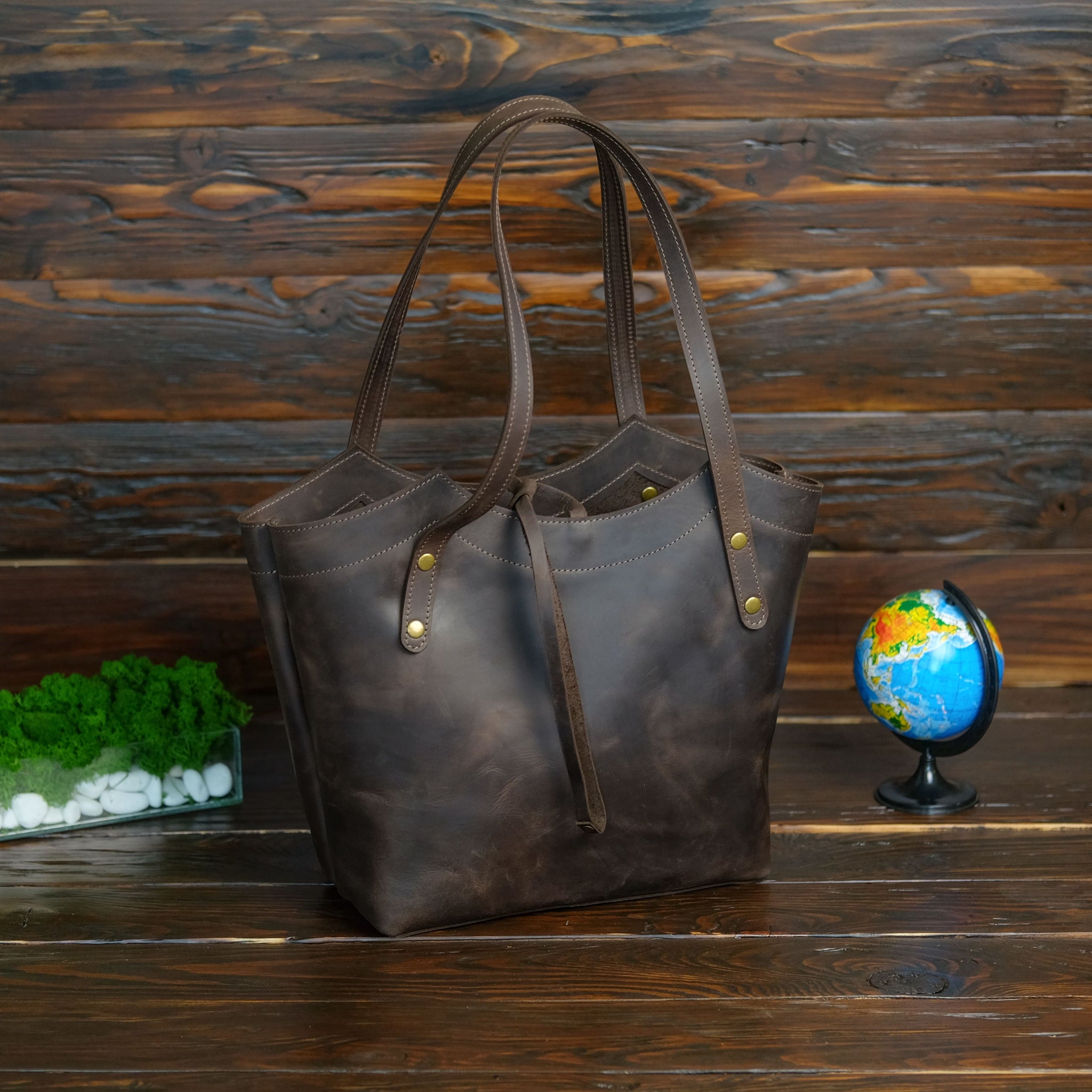 Leather Tote Bag - Chocolate & Order Now & Free Shipping Over $200!