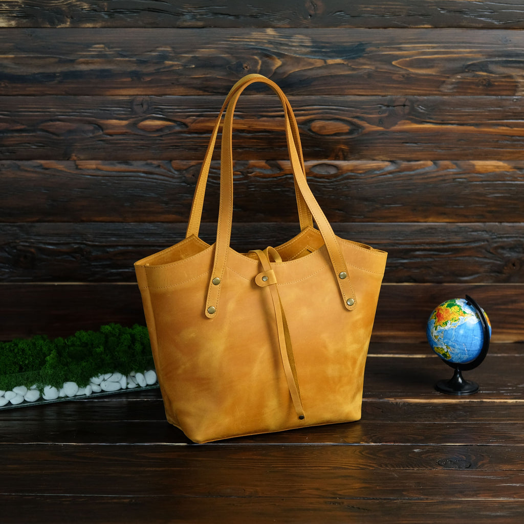 Leather Tote Bag Camel