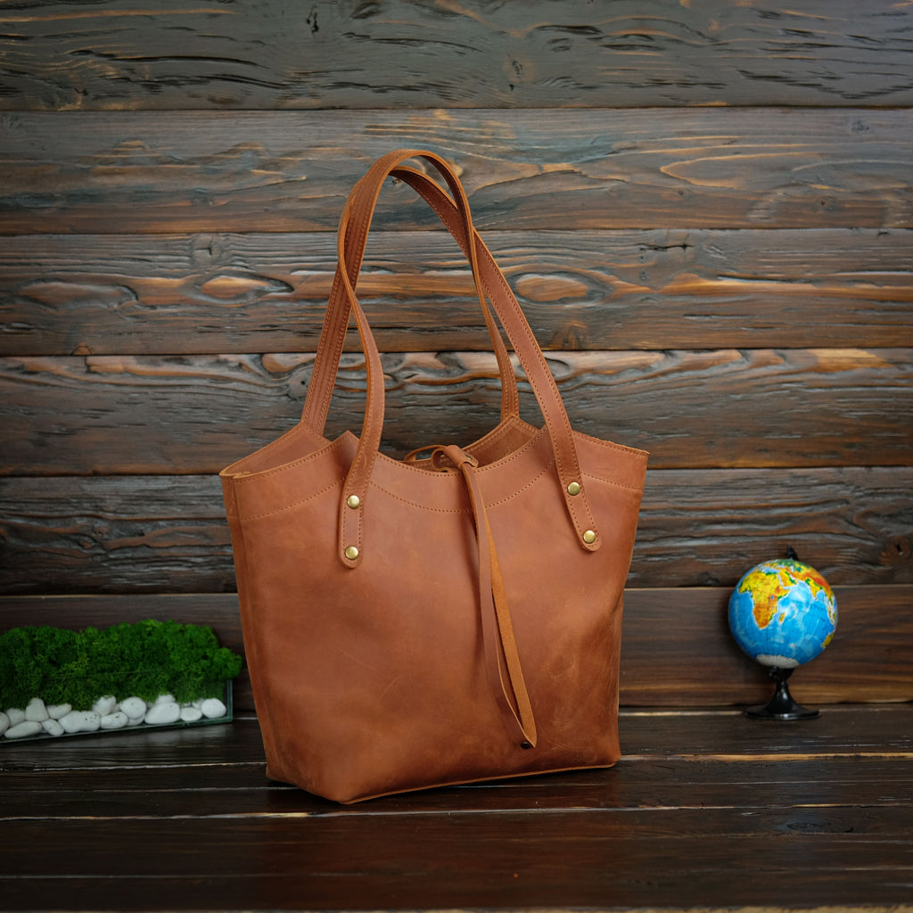 Leather Tote Bag Whiskey