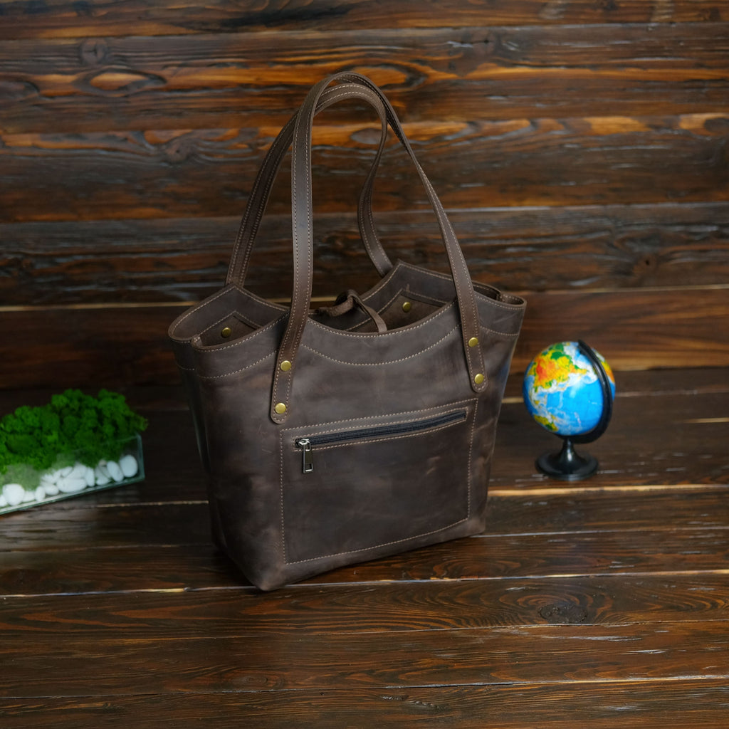 Leather Tote Bag Chocolate