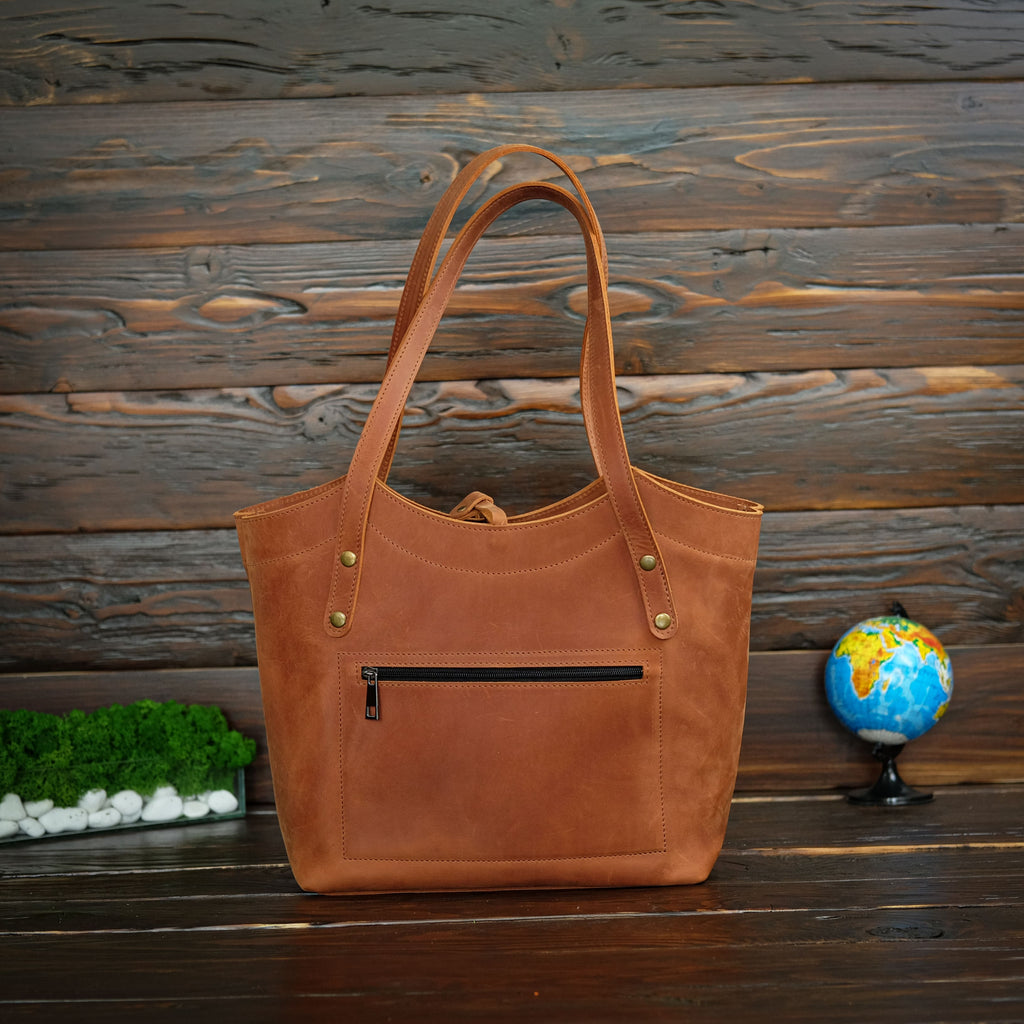 Leather Tote Bag Whiskey