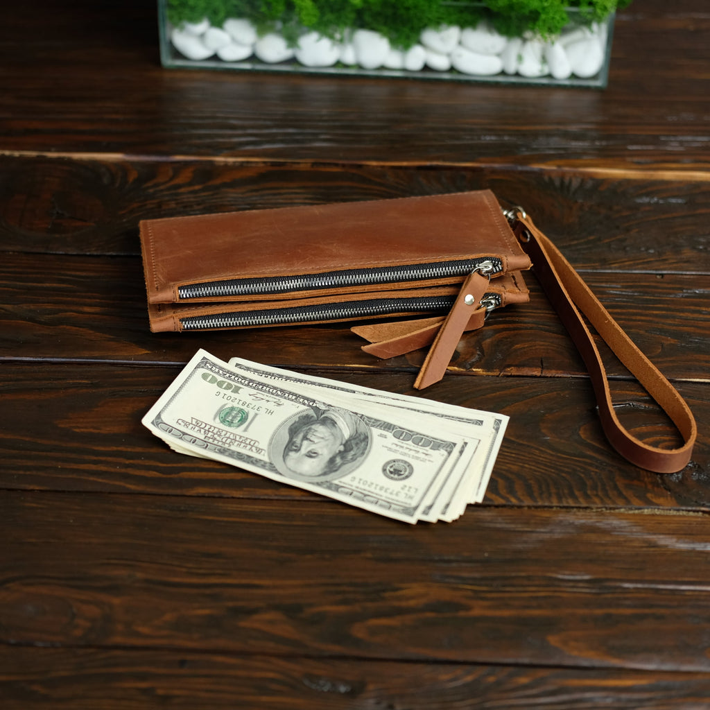 Long Leather Wallet Whiskey