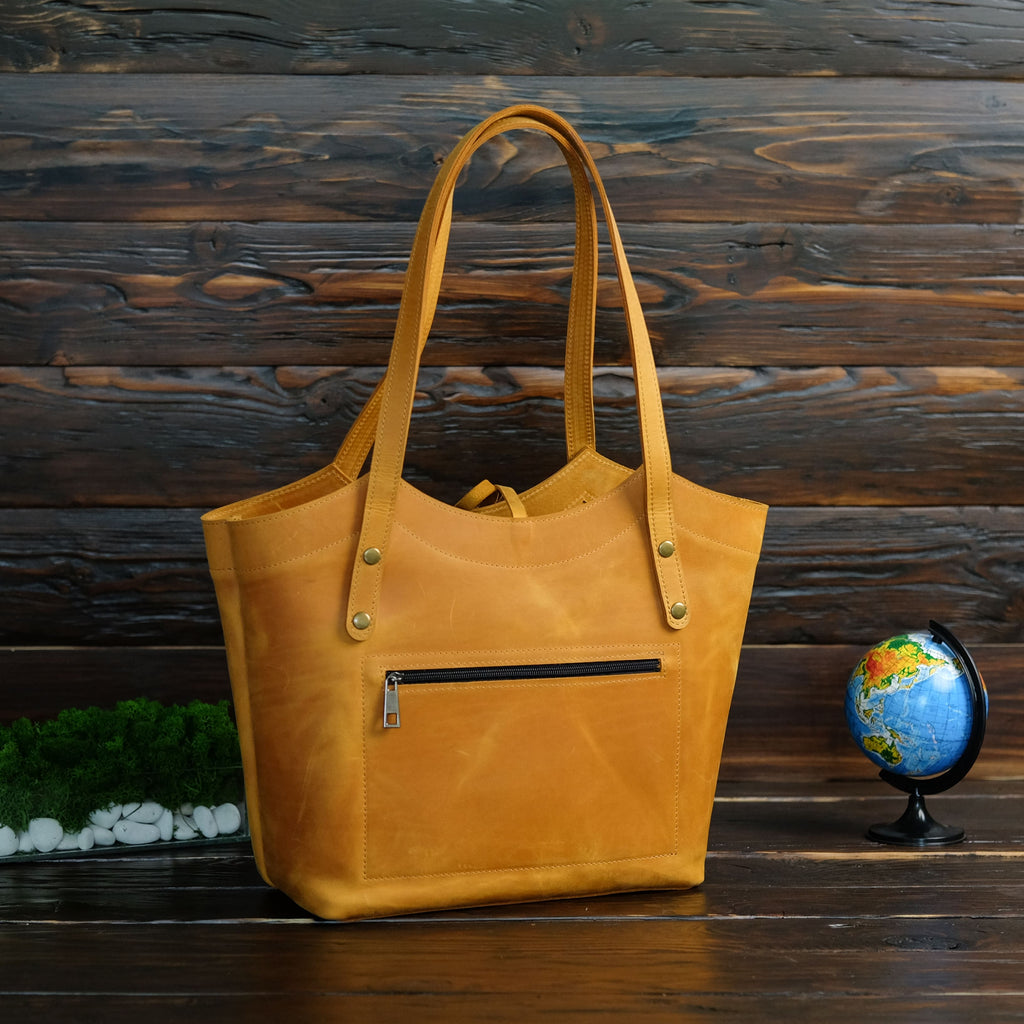 Leather Tote Bag Camel