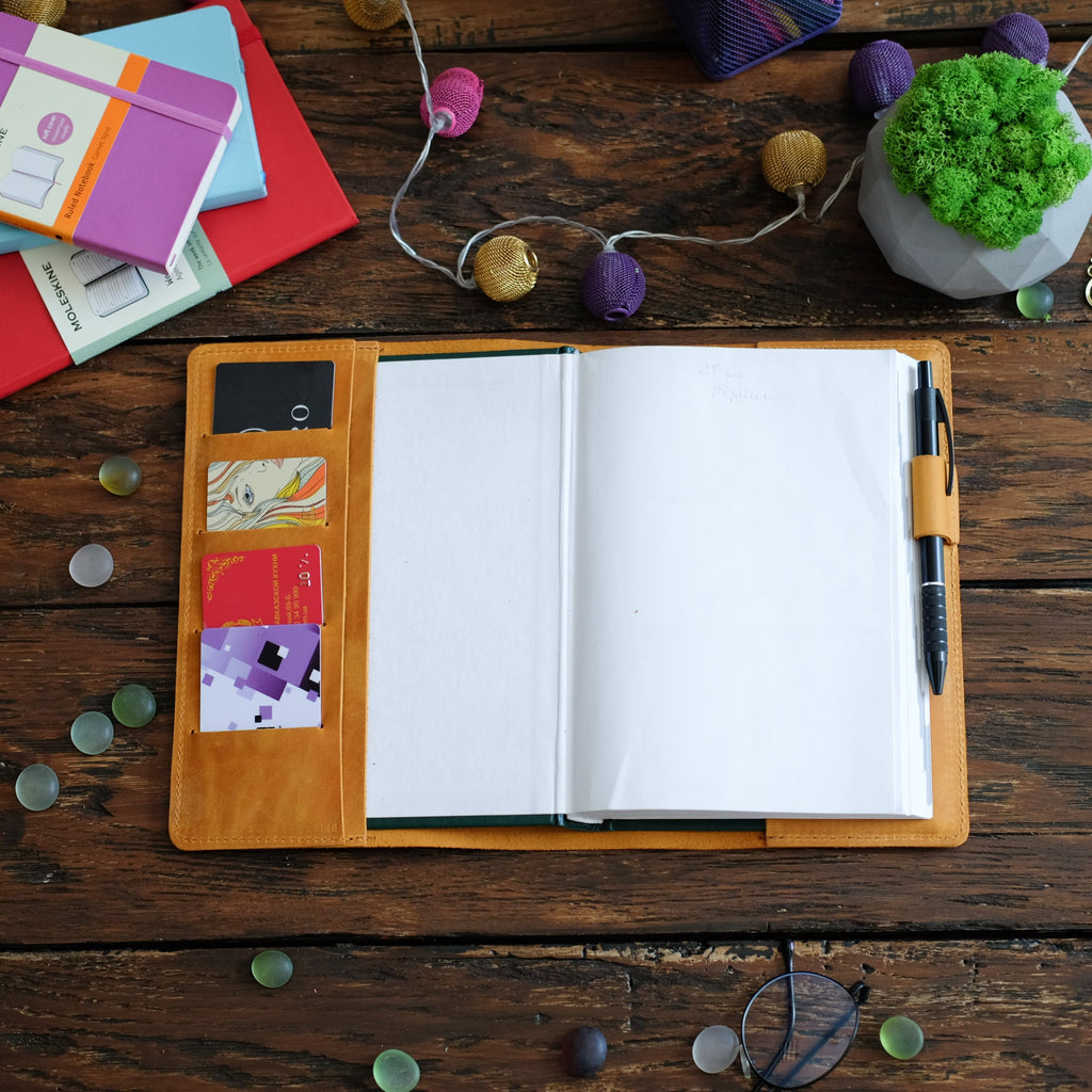 Leather cover with credit card slots