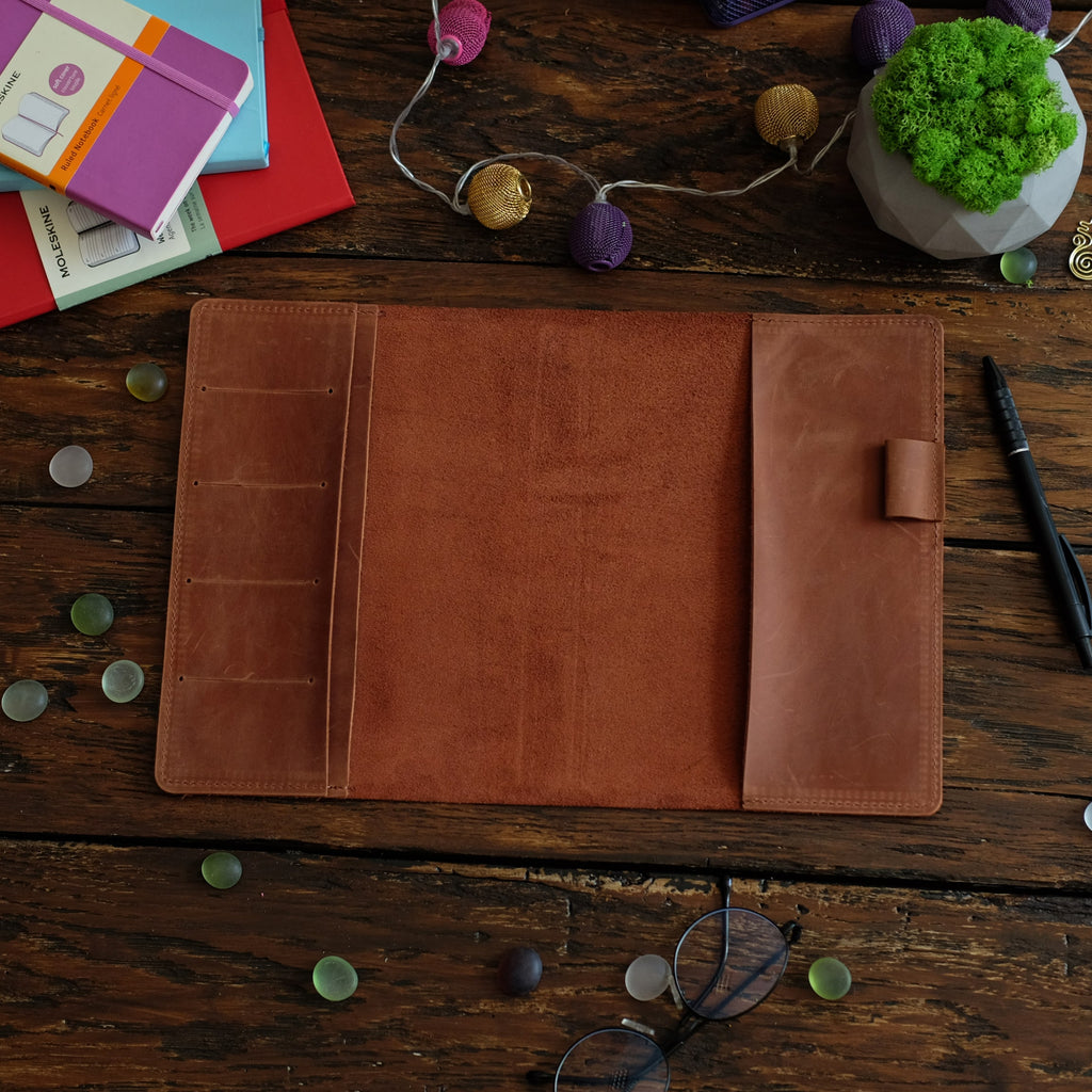 Leather cover with credit card slots