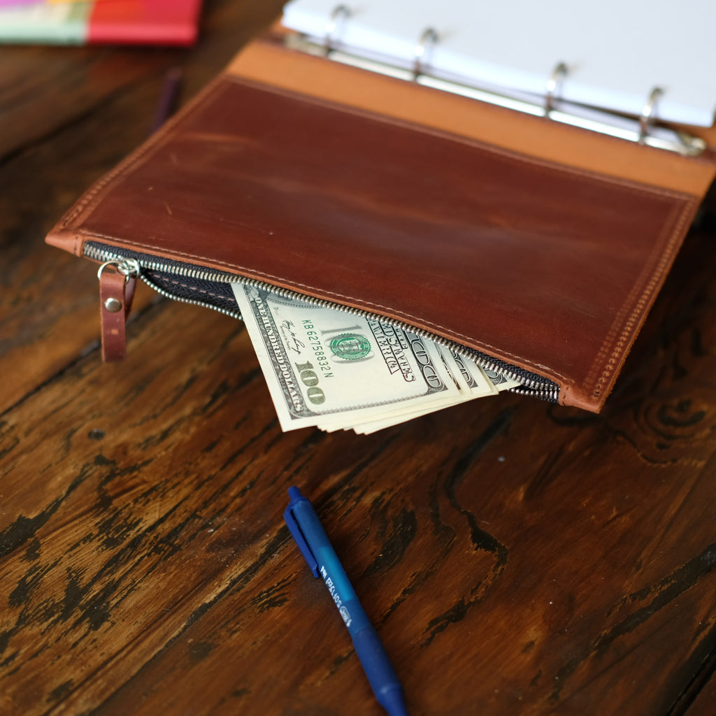 Notebook with zipper pocket | Whiskey