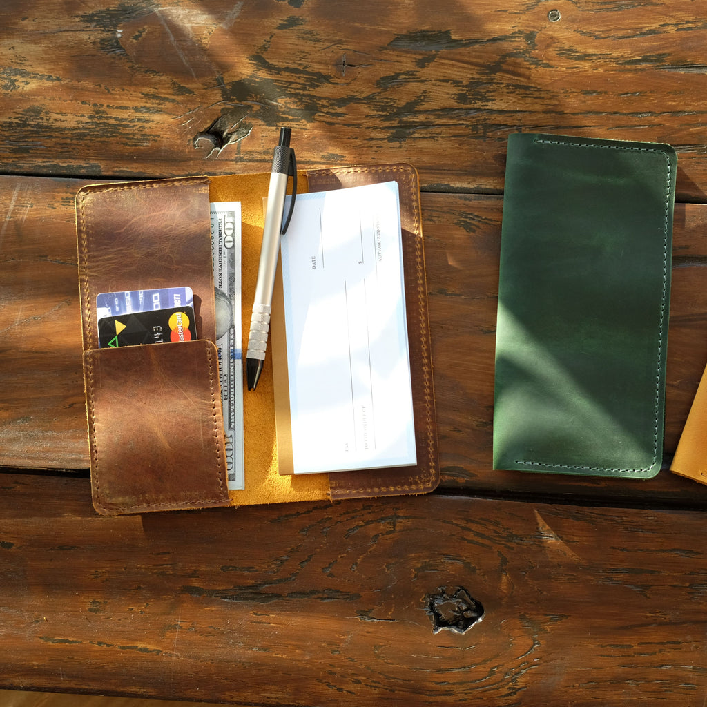 Leather Checkbook Cover | Chestnut