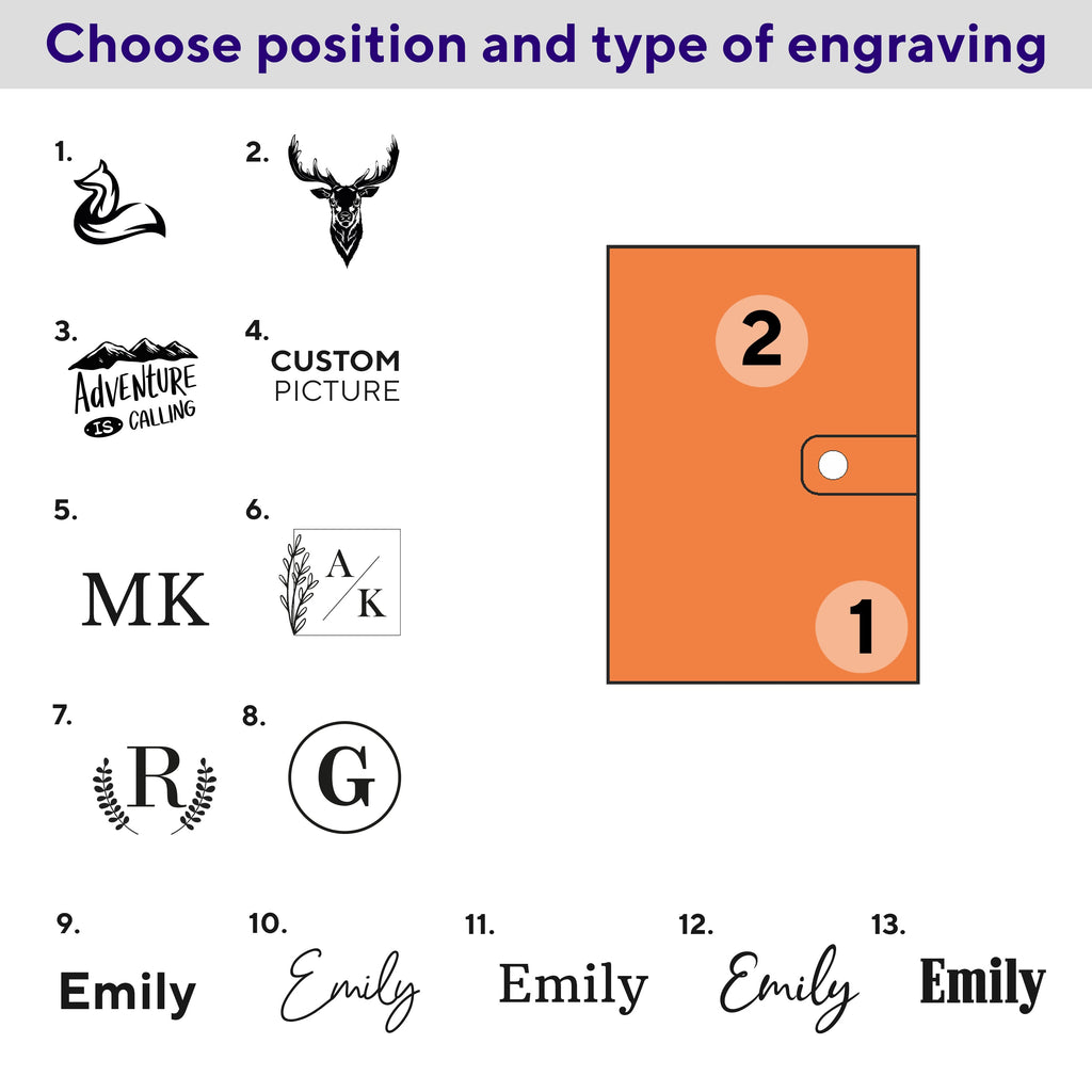 position and font for engraving