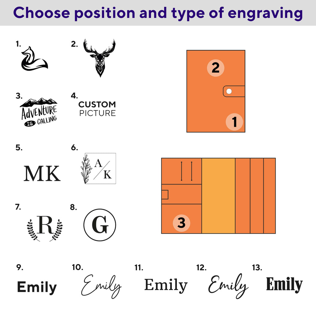 position and font for engraving